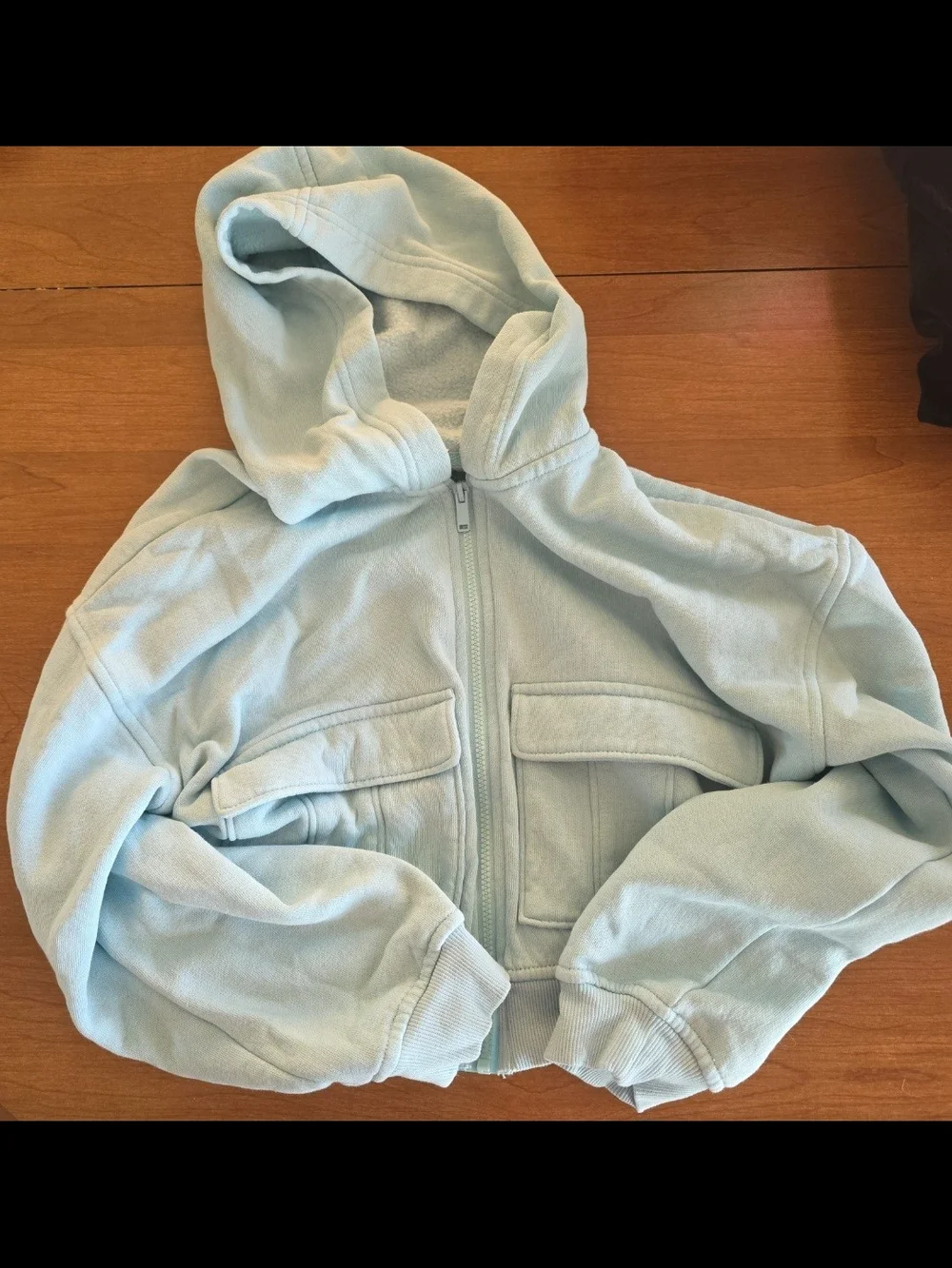 Old Navy Light Blue Kids Hooded Crop Zip Jacket